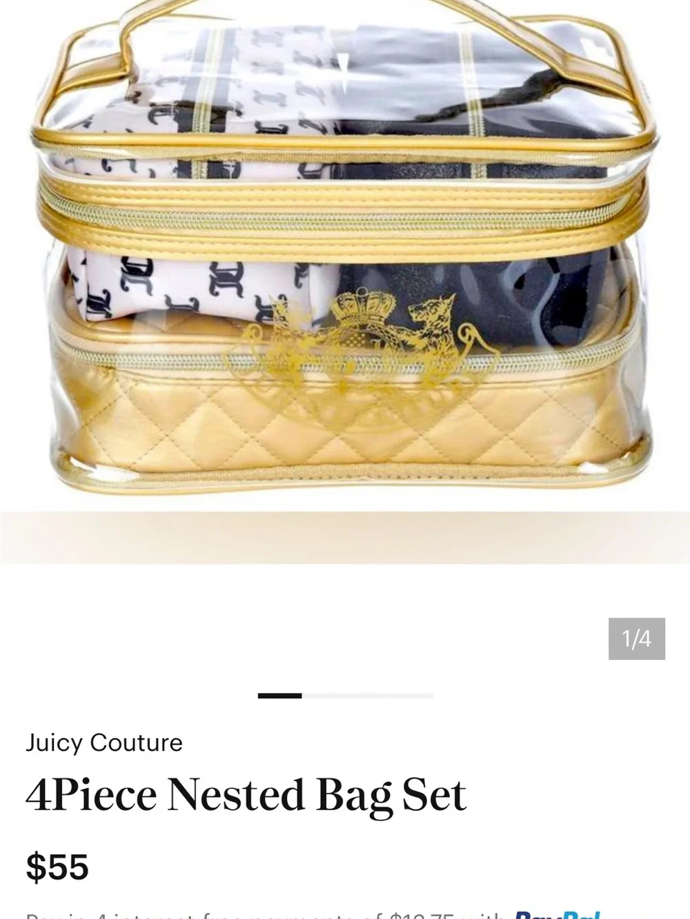 Juicy Couture four nested Cosmetic Bag Set